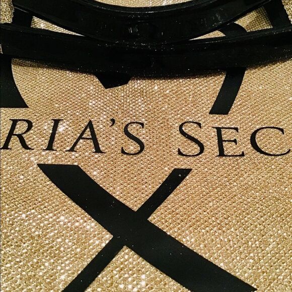 Victoria’s Secret Gold and Black Shimmery Tote Bag NWT - Picture 3 of 4